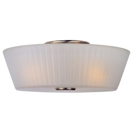 Maxim Three Light Satin Nickel Frosted Glass Drum Shade Flush Mount 21500FTSN